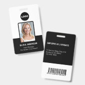 Black Medewerker Foto-ID Streepjescode Bedrijfsbev Badge (Voor- en achterkant)