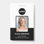 Black Medewerker Foto-ID Streepjescode Bedrijfsbev Badge (Voorkant)