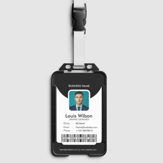 Black |  medewerker ID Bedrijfsbeveiliging Badge