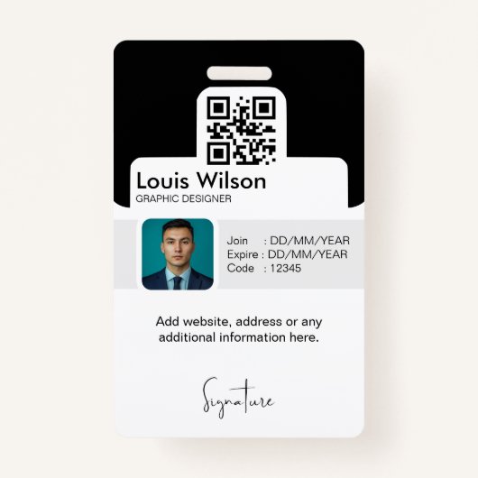 Black |  medewerker ID Bedrijfsbeveiliging Badge (Achterkant)