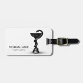 Black Medical Bowl Hygieia White Snake Caduceus Bagagelabel (Voorkant horizontaal)