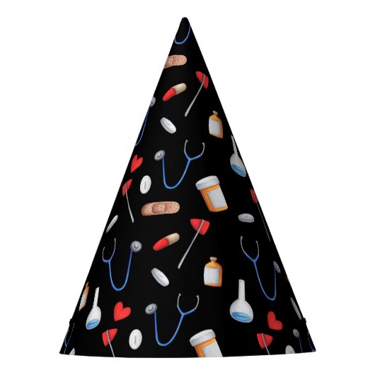 Black Medical Doctor Nurse Afstuderen Papier Feesthoedjes (Voorkant)