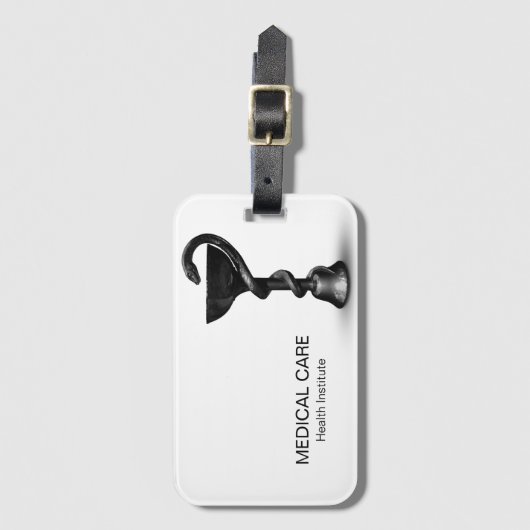 Black Medical Snake Bowl Hygieia White Caduceus Bagagelabel (Voorkant (verticaal))