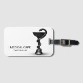 Black Medical Snake Bowl Hygieia White Caduceus Bagagelabel (Voorkant (horizontaal))