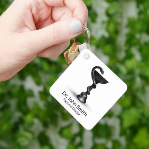 Black Medical Snake Bowl Hygieia White Caduceus Sleutelhanger