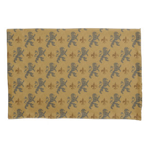 Black Medieval Lions Fleurs Kussensloop