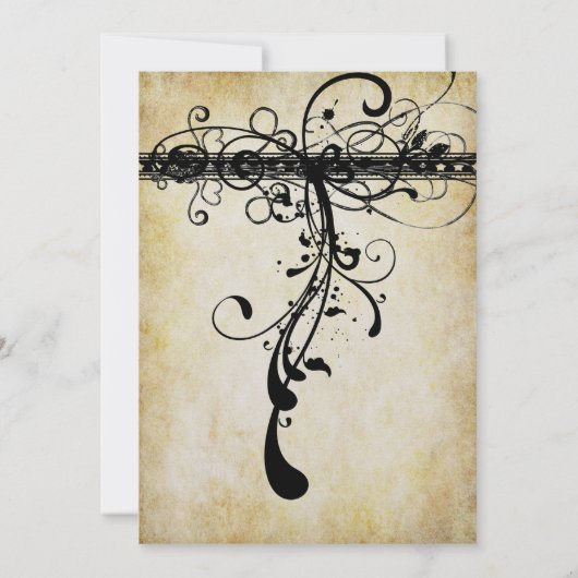 Black Medieval Renaissance Swirls Kaart (Achterkant)