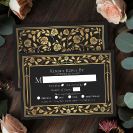 Black Medieval Sword Wedding RSVP Enclosure Kaart