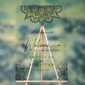 Black Mehndi Muslim Wedding Welcome Acryl Bord (Neutraal)