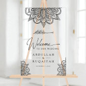 Black Mehndi Muslim Wedding Welcome Acryl Bord