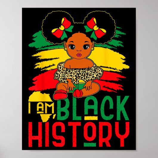 Black Melanin Girl I Am Black History Maandag Kind Poster (Voorkant)
