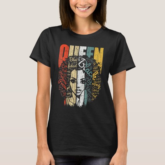 Black Melanin Queen Afro Women Gift Black History  T-shirt (Voorkant)