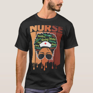 Black Melanin Queen Nurse Curly bun Natural Africa T-shirt