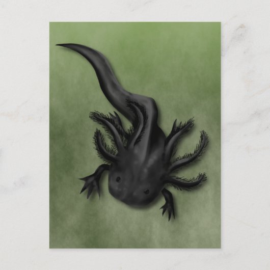 Black Melanoid Axolotl Art Briefkaart (Voorkant)