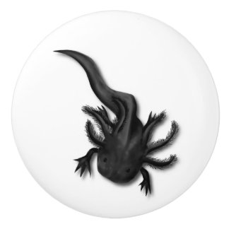 Black Melanoid Axolotl Art Keramische Knop