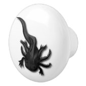 Black Melanoid Axolotl Art Keramische Knop (Rechts)
