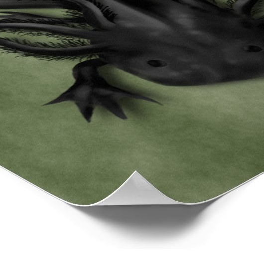Black Melanoid Axolotl Art Poster (Hoek)