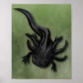 Black Melanoid Axolotl Art Poster (Voorkant)