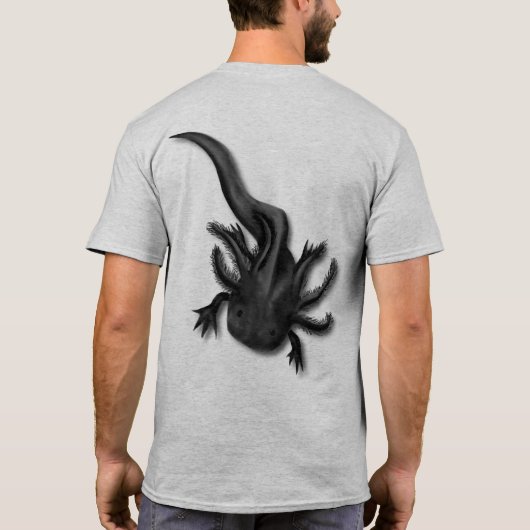 Black Melanoid Axolotl Art T-shirt (Achterkant)