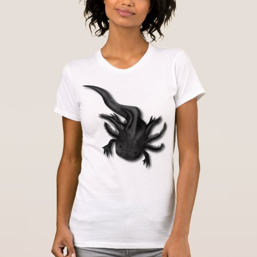 Black Melanoid Axolotl Art T-shirt (Voorkant)