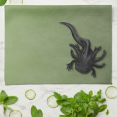 Black Melanoid Axolotl Art Theedoek (Gevouwen)