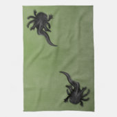 Black Melanoid Axolotl Art Theedoek (Verticaal)