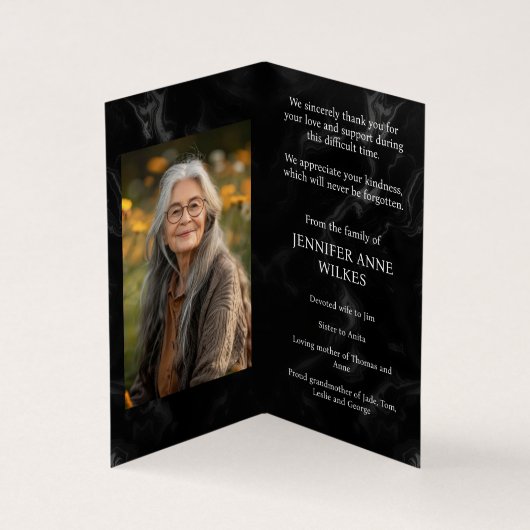 Black Memorial Viering van het leven Dank u Kaart (Binnen)