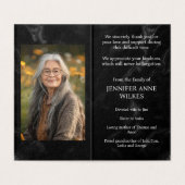 Black Memorial Viering van het leven Dank u Kaart (Binnenkant ongevouwen)