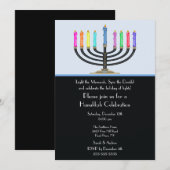 Black Menorah Hanukkah Celebration Invitation Kaart (Voorkant / Achterkant)