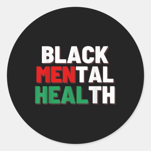 Black Mental Health S Ronde Sticker (Voorkant)
