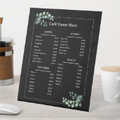 Black | Menu Eucalyptus Minimale café-koffiewinkel Reclamebord Met Voetstuk (Insitu)