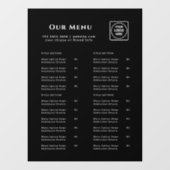 Black Menu | Persoonlijk logo voor café & restaura Raamsticker (Vel)