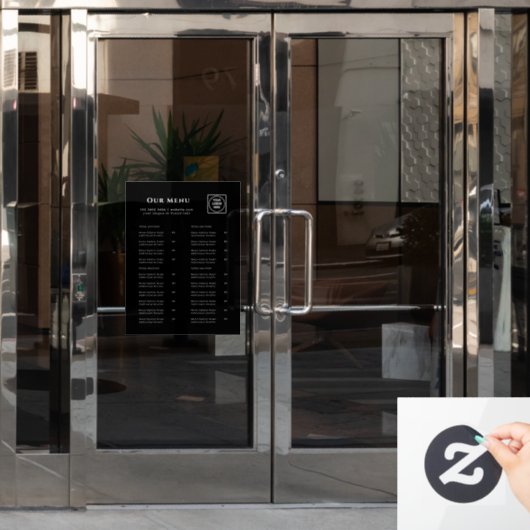 Black Menu | Persoonlijk logo voor café & restaura Raamsticker (Kantoordeur)