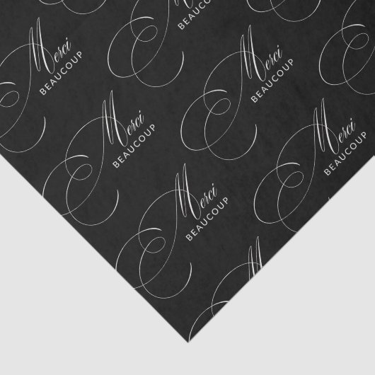 Black Merci Beaucoup Kalligrafie Dank u Tissuepapier (Detail)