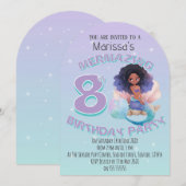 Black Mermaid Age Birthday Party Invitation Kaart (Voorkant / Achterkant)