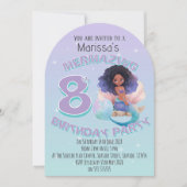 Black Mermaid Age Birthday Party Invitation Kaart (Voorkant)