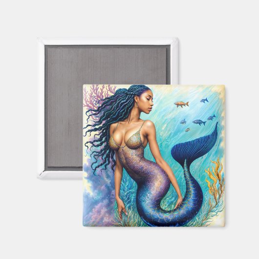 Black Mermaid Art Magneet (Voorkant / Achterkant)