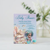 Black Mermaid Baby shower Invitation Briefkaart (Staand voorkant)