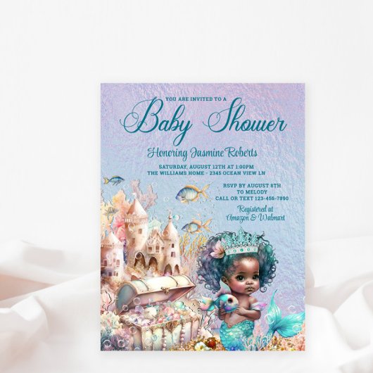 Black Mermaid Baby shower Invitation Briefkaart