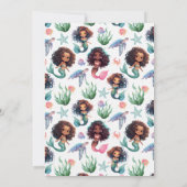 Black Mermaid Birthday Invitation in White Kaart (Achterkant)