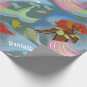 Black Mermaid Personalized Name Pattern Cadeaupapier (Hoek)