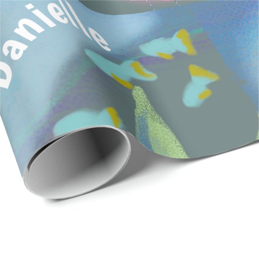 Black Mermaid Personalized Name Pattern Cadeaupapier (Rol Hoek)