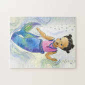 Black Mermaid Princess Girl puzzle Legpuzzel (Horizontaal)