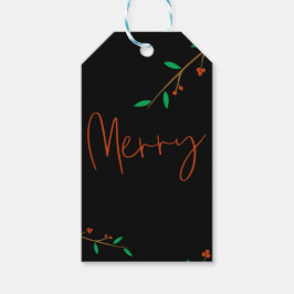 Black Merry Botanical Berry Branch Holiday Party Cadeaulabel