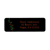 Black Merry Botanical Berry Branch Holiday Party Etiket (Voorkant)