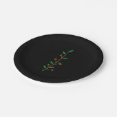 Black Merry Botanical Berry Branch Holiday Party Papieren Bordje (Gekanteld)