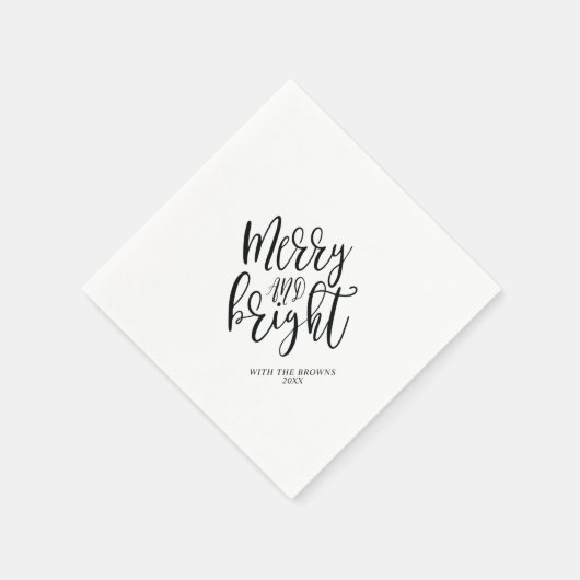 Black Merry & Bright Kerstparty Napkins Servet (Hoek)
