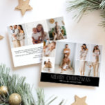 BLACK Merry Christmas CHIC 9 Collage Multi-Photo  Feestdagenkaart<br><div class="desc">Share your family’s highlights with this year-in-review Christmas card featuring a simple, minimal, and clean design. The front includes a modern 6-photo collage paired with the festive greeting “Merry Christmas” in an elegant serif font over a LUXURY BLACK color, with space to personalize your family name or the year. The...</div>