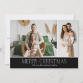 BLACK MERRY Christmas Elegant 2 Photo message Feestdagenkaart (Voorkant)