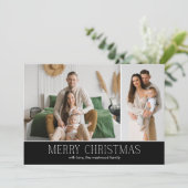 BLACK MERRY Christmas Elegant 2 Photo message Feestdagenkaart (Staand voorkant)